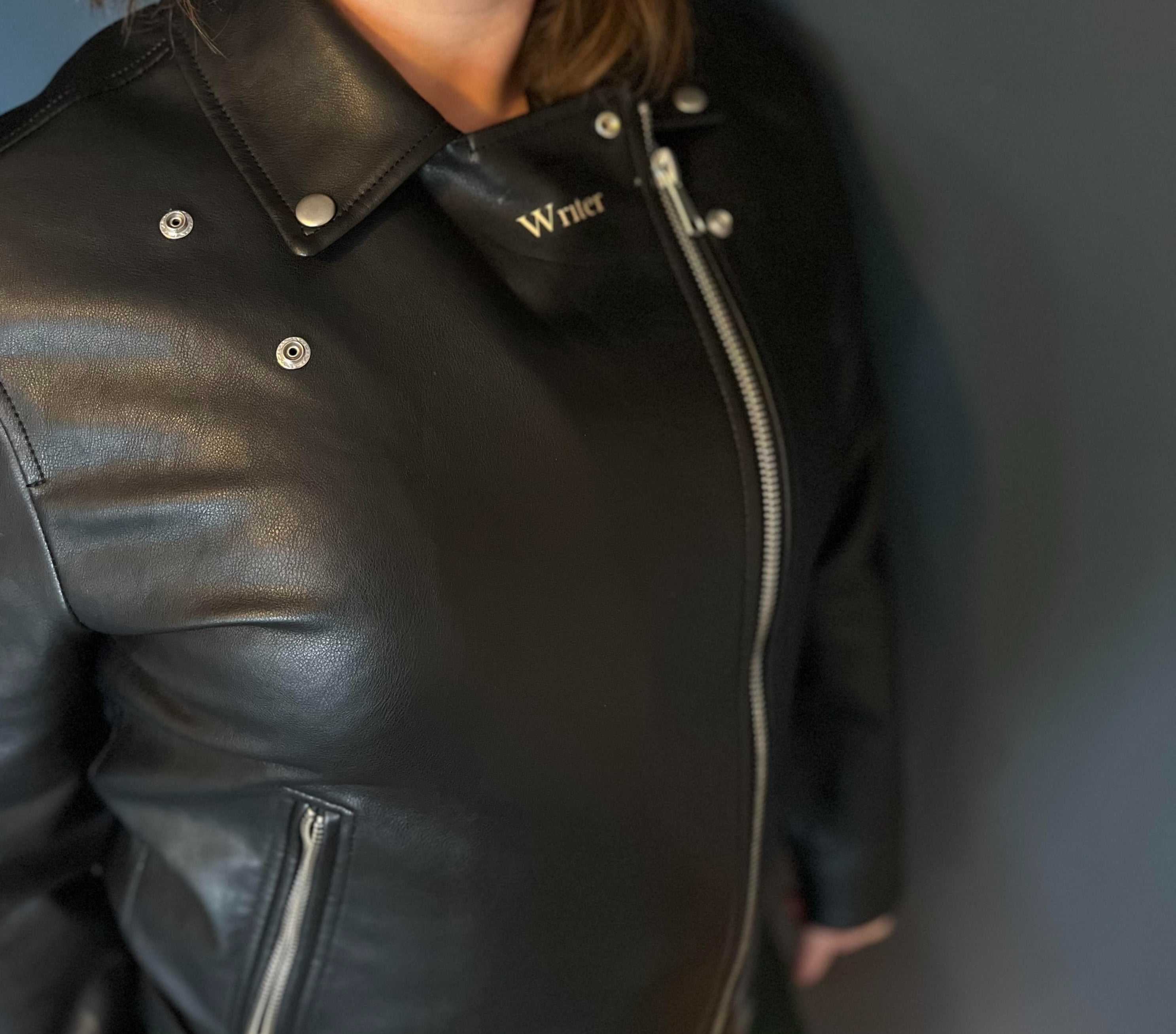 Gap black leather jacket on sale